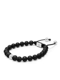 Nialaya Men's Beaded Bracelet Men's Beaded Bracelet with Onyx and Sterling Silver Beads Men's 14K Gold Collection, Black Diamond Pave Ball, Matte Onyx