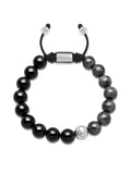 Nialaya Men's Beaded Bracelet Men's Beaded Bracelet with Silver, Agate and Grey Jade Multi Precious Stone Bracelet