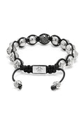 Nialaya Men's Beaded Bracelet Men's Black Diamond Beaded Bracelet with Sterling Silver Beads