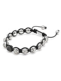 Nialaya Men's Beaded Bracelet Men's Black Diamond Beaded Bracelet with Sterling Silver Beads