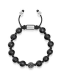 Nialaya Men's Beaded Bracelet Men's Black Diamond Beaded Bracelet with Turquoise and Sterling Silver