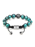 Nialaya Men's Beaded Bracelet Men's Black Diamond Beaded Bracelet with Turquoise and Sterling Silver