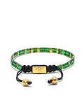 Nialaya Men's Beaded Bracelet Men's Bracelet with Marbled Green and Gold Miyuki Tila Beads