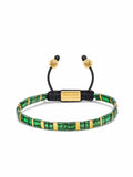 Men's Bracelet with Marbled Green and Gold Miyuki Tila Beads