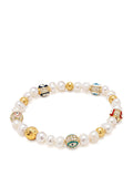 Nialaya Men's Beaded Bracelet Men's Evil Eye Pearl Bracelet