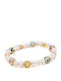 Nialaya Men's Beaded Bracelet Men's Evil Eye Pearl Bracelet