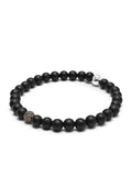 Nialaya Men's Beaded Bracelet Men's Grey Diamond Wristband with Onyx