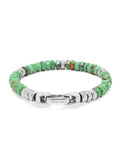 Nialaya Men's Beaded Bracelet Men's Hexagon Beaded Bracelet with Green Turquoise and Silver Men's Hexagon Beaded Bracelet with Green Turquoise and Silver