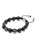 Nialaya Men's Beaded Bracelet Men's Trio Black Diamond Beaded Bracelet with Matte Onyx and Sterling Silver