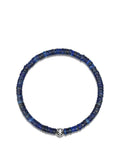 Nialaya Men's Beaded Bracelet Men's Wristband with Blue Lapis Heishi Beads and Silver