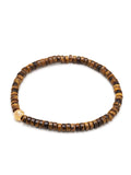 Nialaya Men's Beaded Bracelet Men's Wristband with Brown Tiger Eye Heishi Beads