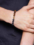 Nialaya Men's Beaded Bracelet Men's Wristband with Tiger Eye, Matte Onyx and Gold Buddha