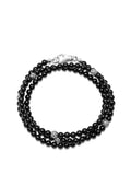 Nialaya Men's Beaded Bracelet The Mykonos Collection - Matte Onyx and Silver