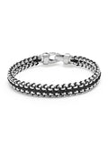 Men's Black Woven 8mm Box Chain Bracelet in Silver