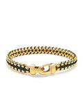 Nialaya Men's Bracelet Men's Green Woven 8 mm Box Chain Bracelet in Gold Men's Green Woven 8 mm Box Chain Bracelet in Gold