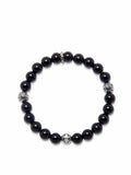 Nialaya Men's Bracelet Men's Wristband with 8MM Black Agate and Silver