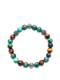 Men’s Wristband with Bali Turquoise, Tiger Eye and Indian Silver