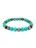 Nialaya Men's Bracelet Men’s Wristband with Bali Turquoise, Tiger Eye and Silver