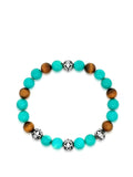 Nialaya Men's Bracelet Men’s Wristband with Bali Turquoise, Tiger Eye and Silver