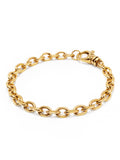 Nialaya Men's Chain Bracelet Men's Gold 6mm Cable Chain Bracelet