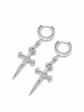 Nialaya Men's Earrings Men's Skyfall Small Sword Earrings in Silver MEAR_010