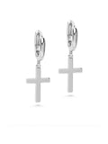 Women's Small Cross Earrings in Silver