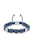 Nialaya Men's Flatbead Bracelet Men's Ceramic Flatbead Bracelet in Blue and Sterling Silver