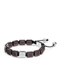 Nialaya Men's Flatbead Bracelet Men's Ceramic Flatbead Bracelet in Dark Red and Sterling Silver