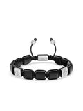 Nialaya Men's Flatbead Bracelet Men's Matte Onyx Flatbead Bracelet in Black and Sterling Silver