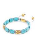 Nialaya Men's Flatbead Bracelet The Dorje Flatbead Collection - Turquoise and Gold