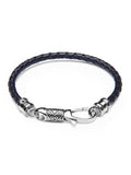 Nialaya Men's Leather Bracelet Men's Black Leather Bracelet with Silver Hook Clasp