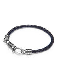 Nialaya Men's Leather Bracelet Men's Black Leather Bracelet with Silver Hook Clasp