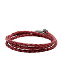 Nialaya Men's Leather Bracelet Men's Red Wrap Around Leather Bracelet