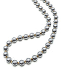 Nialaya Men's Necklace 10mm Metallic Pearl Necklace with Gold 10mm Metallic Pearl Necklace with Gold 20 Inches / 50.8 cm MNEC_389