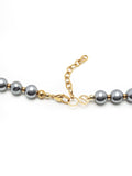 Nialaya Men's Necklace 10mm Metallic Pearl Necklace with Gold 10mm Metallic Pearl Necklace with Gold 20 Inches / 50.8 cm MNEC_389