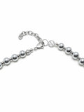 Nialaya Men's Necklace 8mm Metallic Pearl Necklace with Silver 8mm Metallic Pearl Necklace with Silver 20 Inches / 50.8 cm MNEC_387