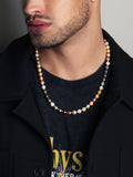 Nialaya Men's Necklace 8mm Pastel Pearl Necklace with Gold 8mm Pastel Pearl Necklace with Gold 20 Inches / 50.8 cm MNEC_390