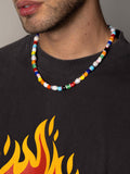 Nialaya Men's Necklace Choker with Square Glass Beads and Pearls MNEC_218