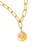 Nialaya Men's Necklace Men's Gold Paperclip Chain with Lion Coin 22 Inches (Most Popular) MNEC_260