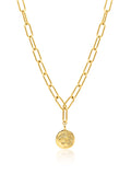 Nialaya Men's Necklace Men's Gold Paperclip Chain with Lion Coin 22 Inches (Most Popular) MNEC_260