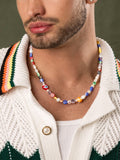 Nialaya Men's Necklace Men's Mushroom Pearl Choker with Assorted Beads 20 Inches / 50.8 cm MNEC_214