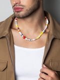 Nialaya Men's Necklace Men's Panda Pearl Choker with Assorted Beads 20 Inches / 50.8 cm MNEC_287