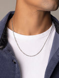 Nialaya Men's Necklace Men's Silver Figaro Chain in 3mm