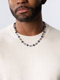 Nialaya Men's Necklace Men's Silver Mariner Chain with Blue Lapis Men's Silver Mariner Chain with Blue Lapis 20 Inches / 50.8 cm MNEC_403