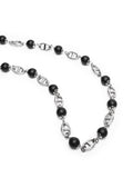 Nialaya Men's Necklace Men's Silver Mariner Chain with Matte Onyx Men's Silver Mariner Chain with Matte Onyx 20 Inches / 50.8 cm MNEC_404