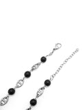 Nialaya Men's Necklace Men's Silver Mariner Chain with Matte Onyx Men's Silver Mariner Chain with Matte Onyx 20 Inches / 50.8 cm MNEC_404