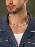 Nialaya Men's Necklace Men's Silver Mariner Chain with Pearls 18.5 Inches / 46.99 cm MNEC_324