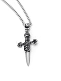 Nialaya Men's Necklace Men's Silver Necklace with Adorned Sword Pendant