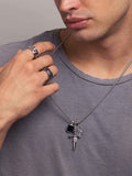 Nialaya Men's Necklace Men's Silver Necklace with Adorned Sword Pendant