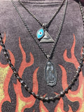 Nialaya Men's Necklace Men's Silver Necklace with Our Lady of Guadalupe Pendant